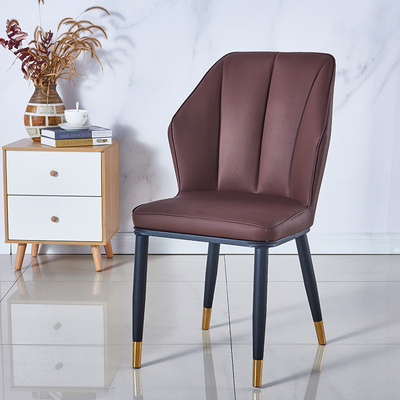 Brown Leather Golden Dining Chair